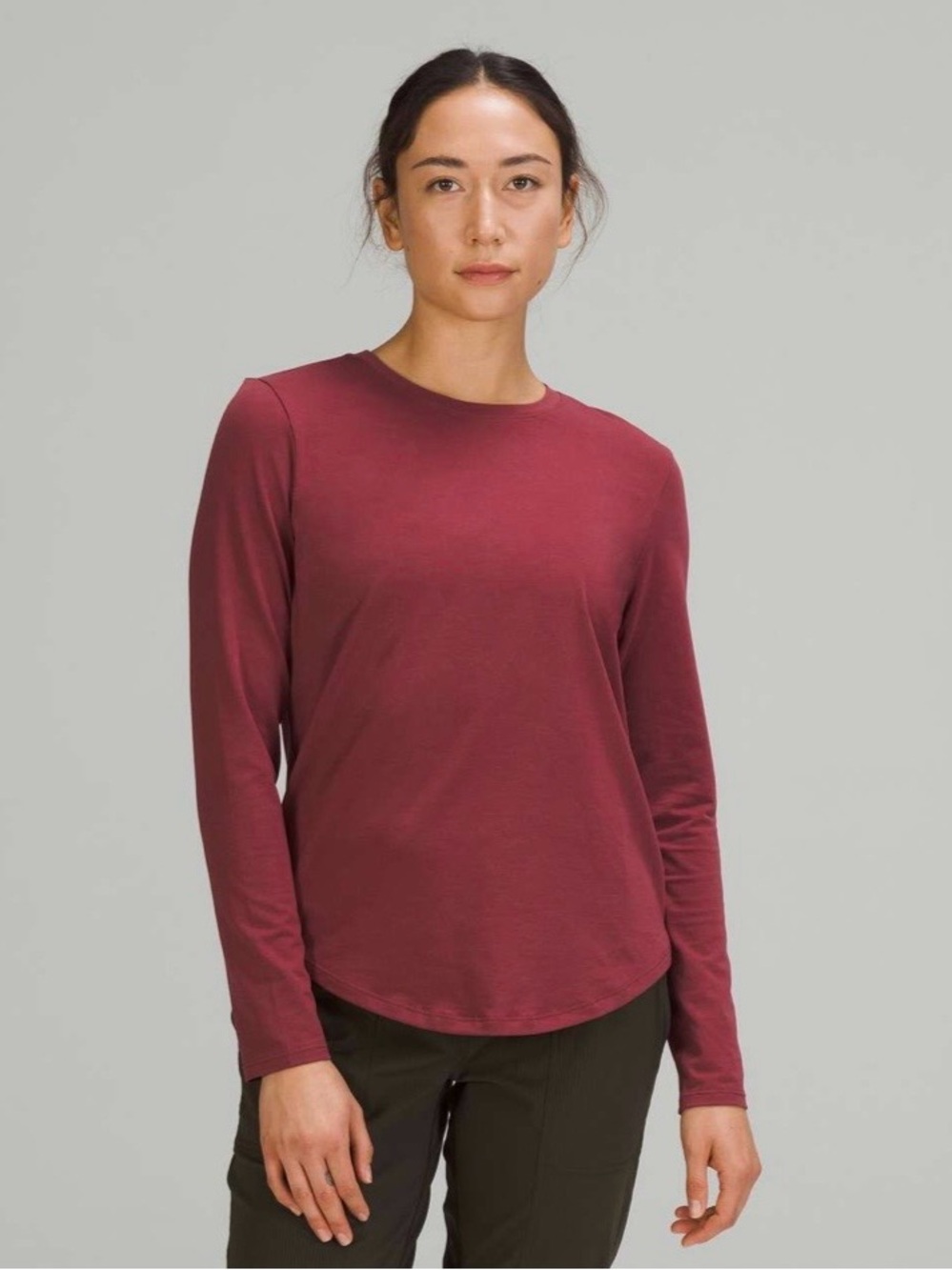 Lululemon love crewneck long sleeve pima cotton maroon red fits a small